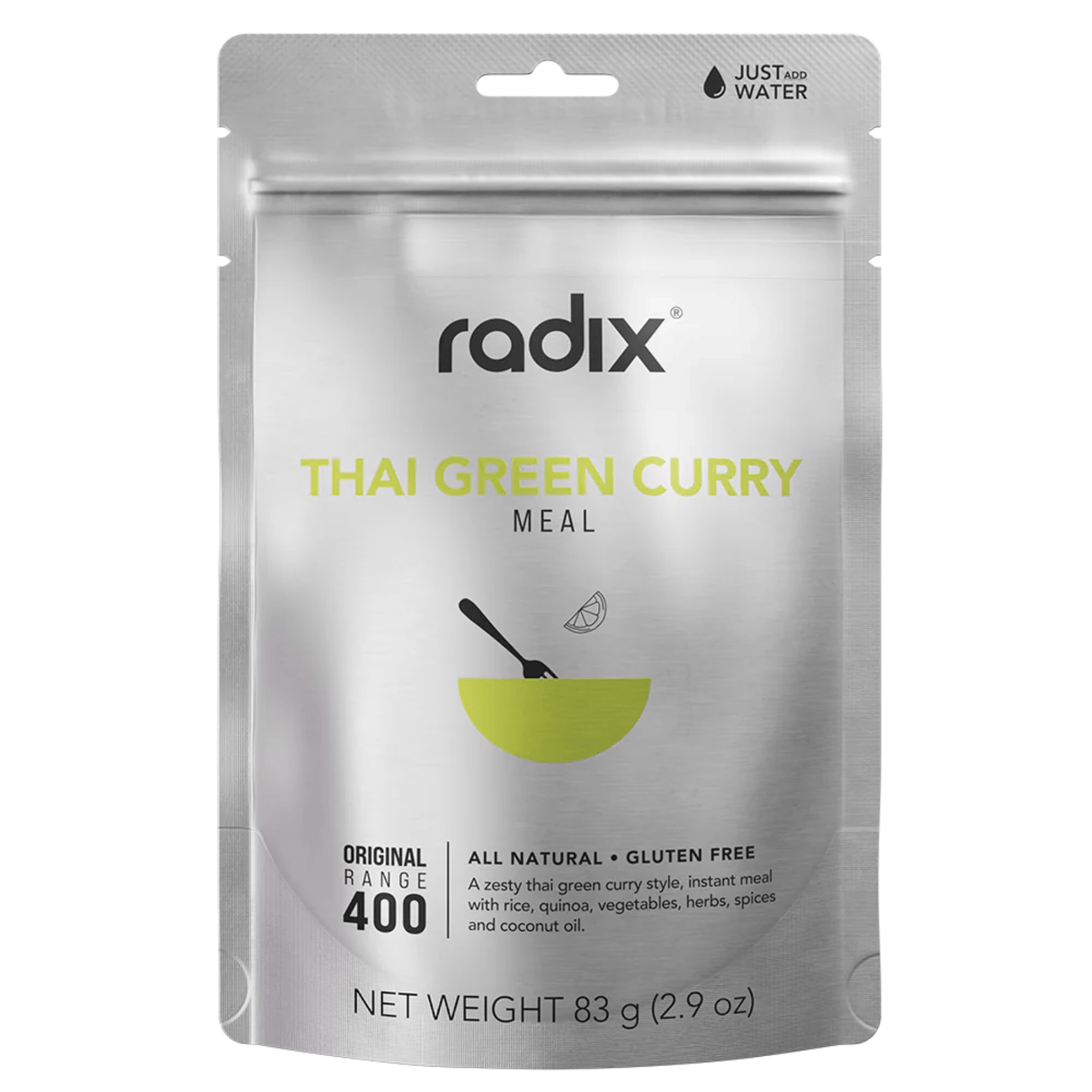 Radix Dehydrated Meals Single Serve (400 kcal) / Thai Green Curry / 9.0 Original Meals 9421036753196