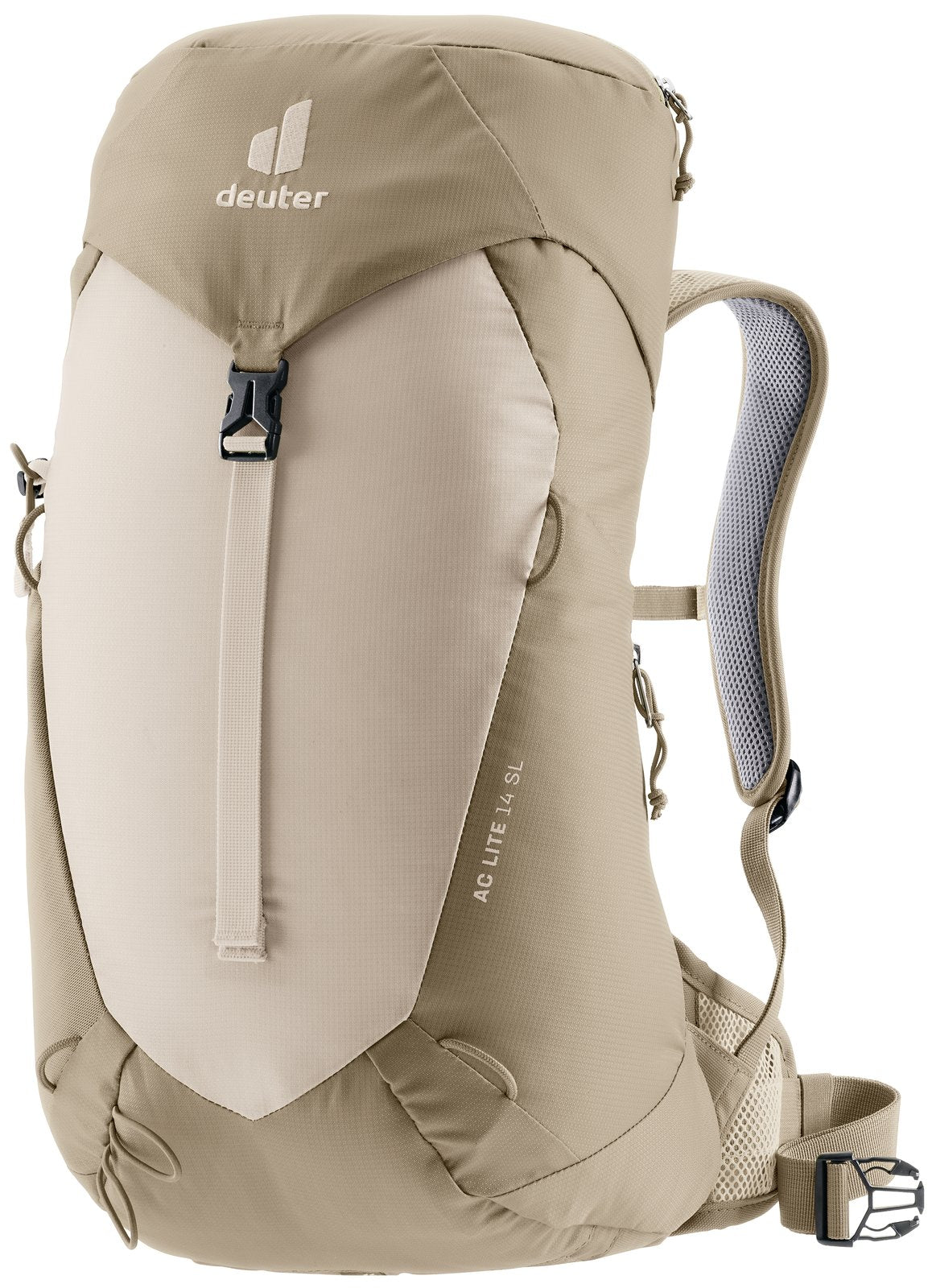 Deuter AC Lite 14 SL in Alu Greystone, sand and cream daypack, front view