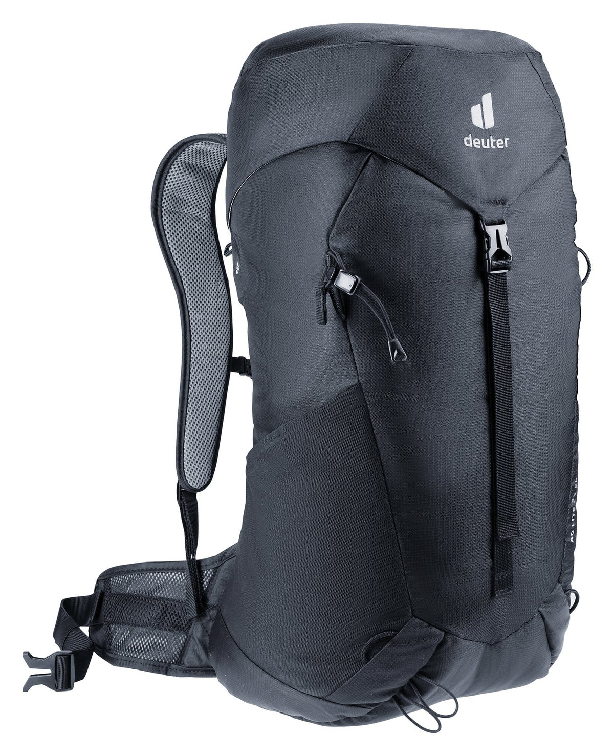 Deuter AC Lite 32 EL front three-quarter view showing the side zip and attachment loops