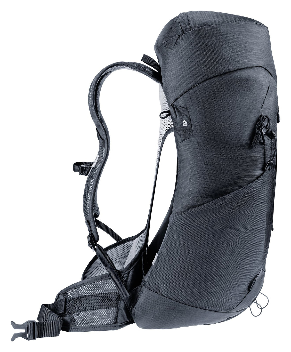Side profile of the Deuter AC Lite 32 EL showing the air gap behind the arched mesh back