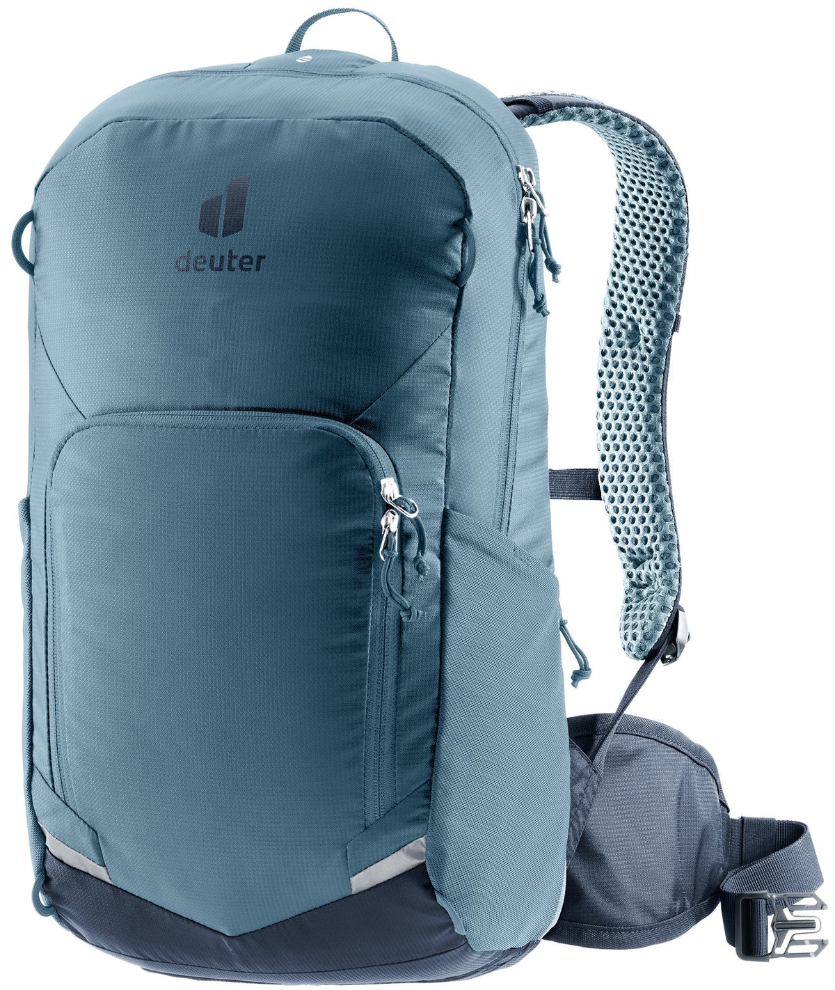 Deuter Bike I 20 in Atlantic Ink, blue-grey cycling backpack, front three-quarter view
