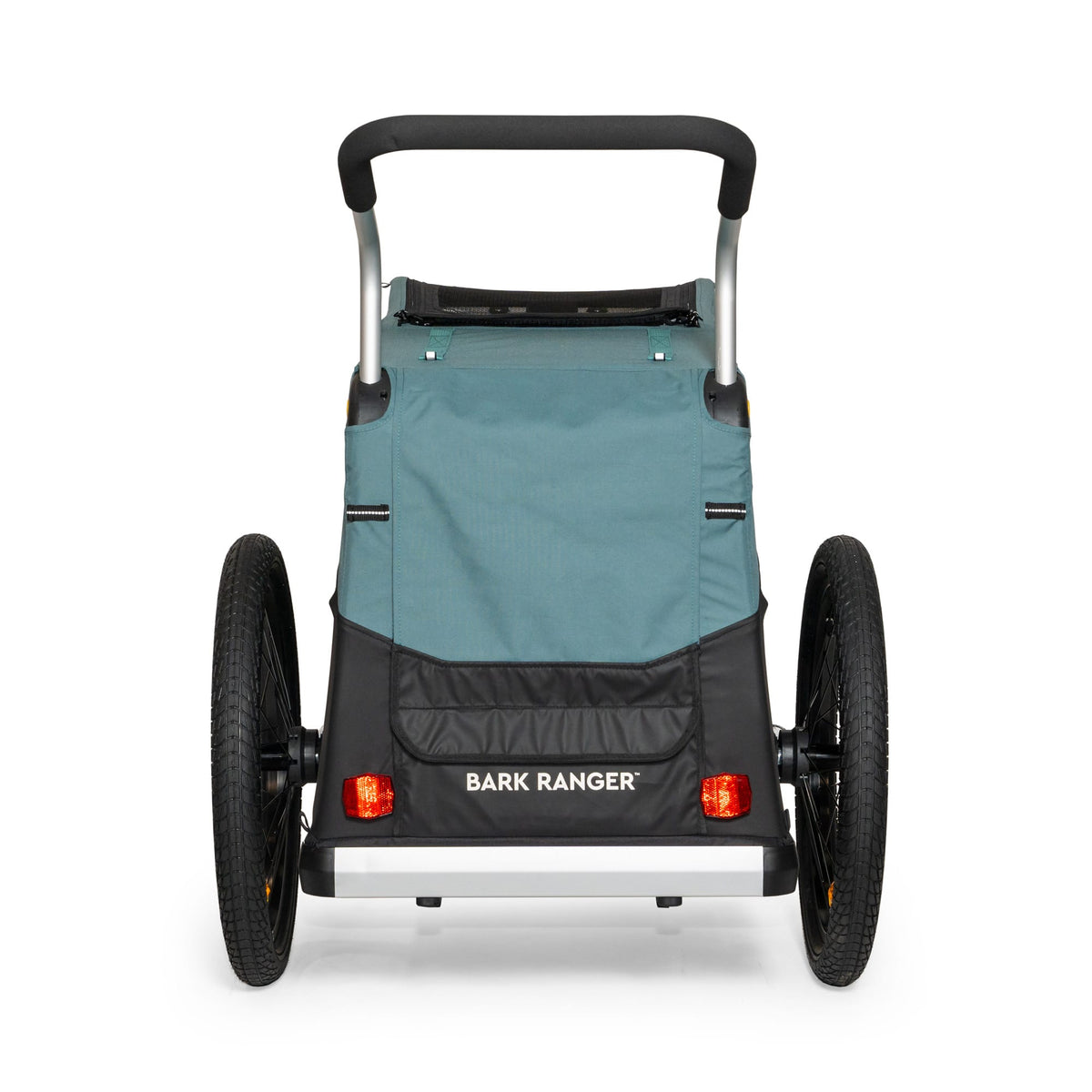 Burley Bark Ranger rear view with the rear door closed and reflectors either side