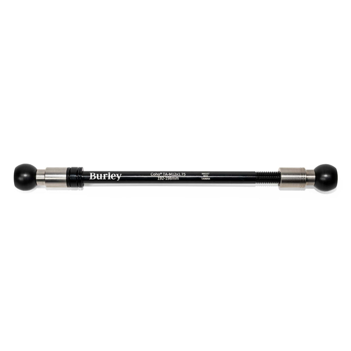 Burley Coho Thru Axle printed M12 x 1.75 192-198mm, threaded collar at the left end