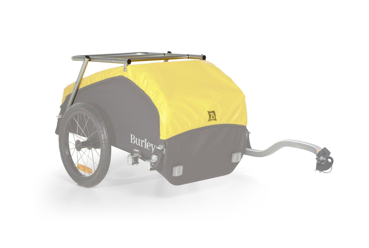 Burley Nomad Cargo Rack highlighted on a greyed-out Nomad trailer drawing to show where it mounts