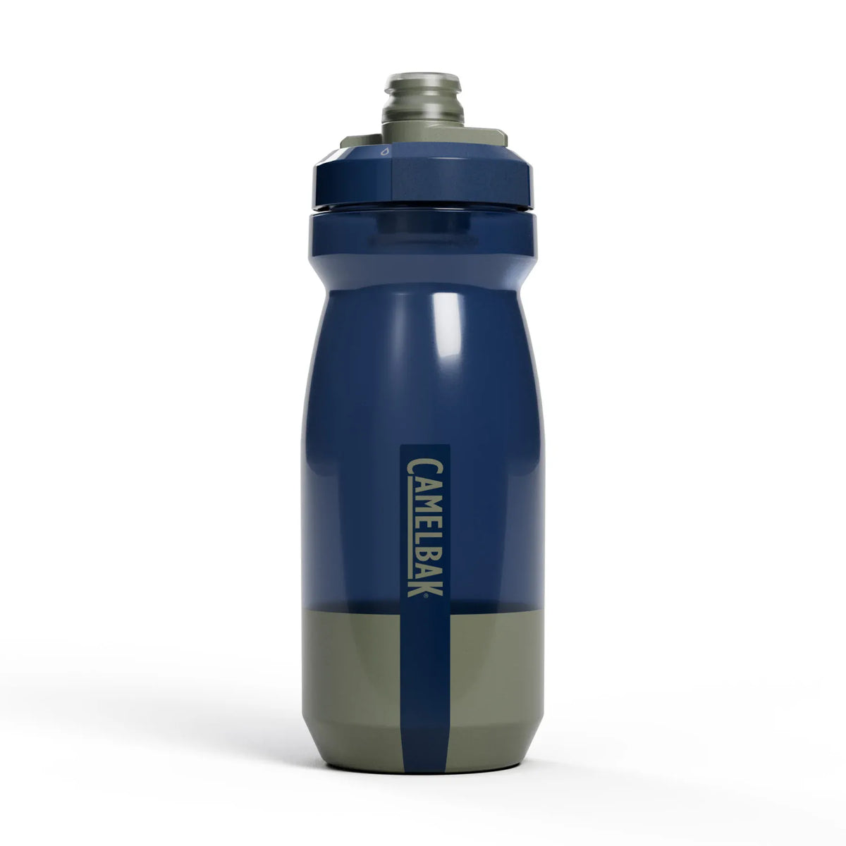 CamelBak Podium bottle in Mercury Deep Sea, navy with an olive base and CamelBak stripe