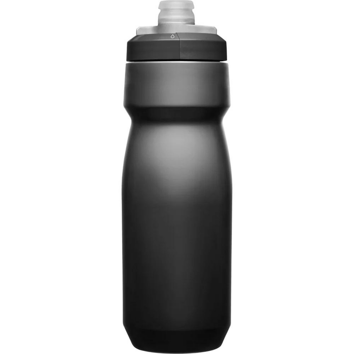 Taller Black Podium bottle seen from the rear quarter, no logo visible