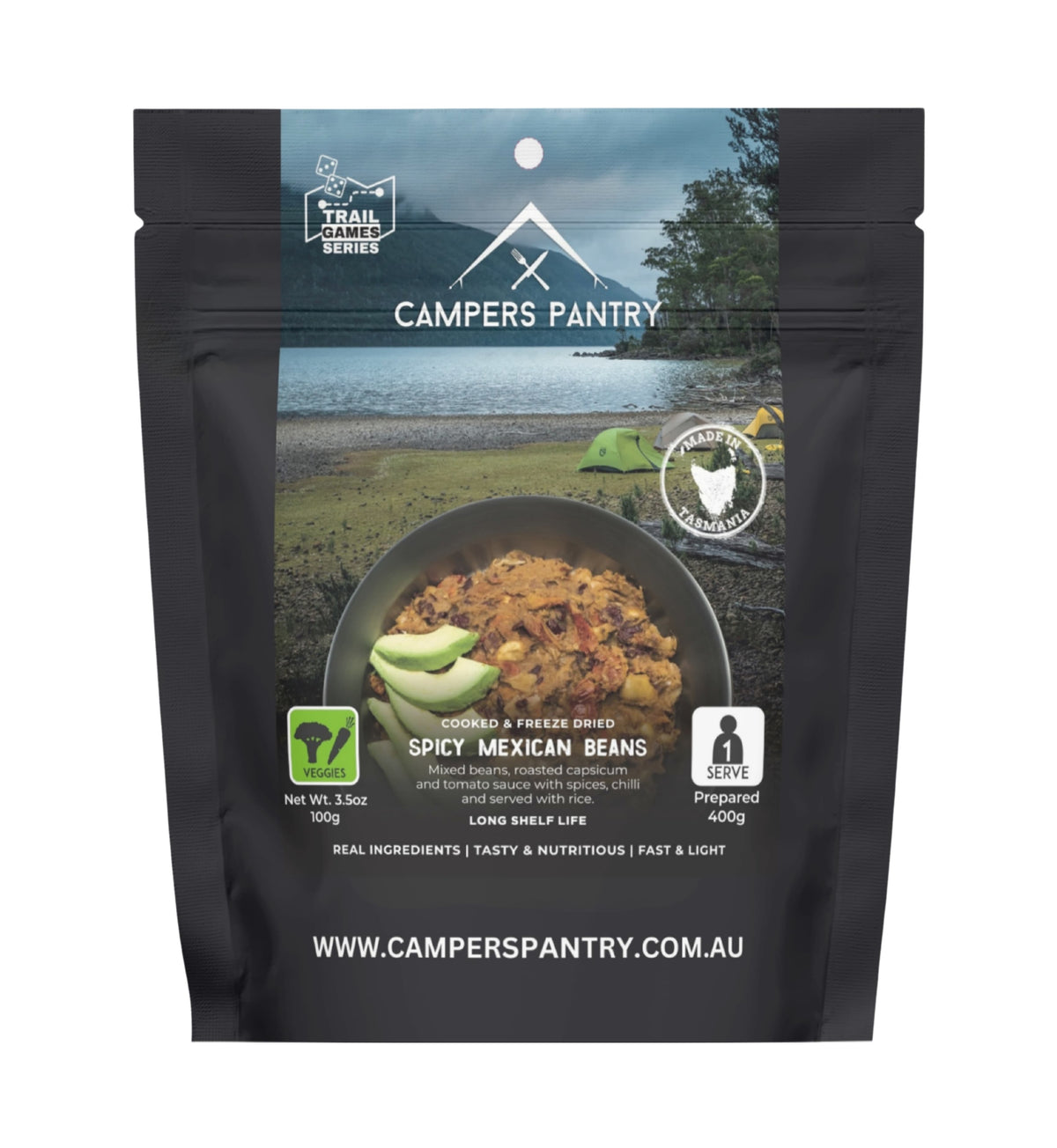 Campers Pantry Spicy Mexican Beans Expedition Meal pouch, front