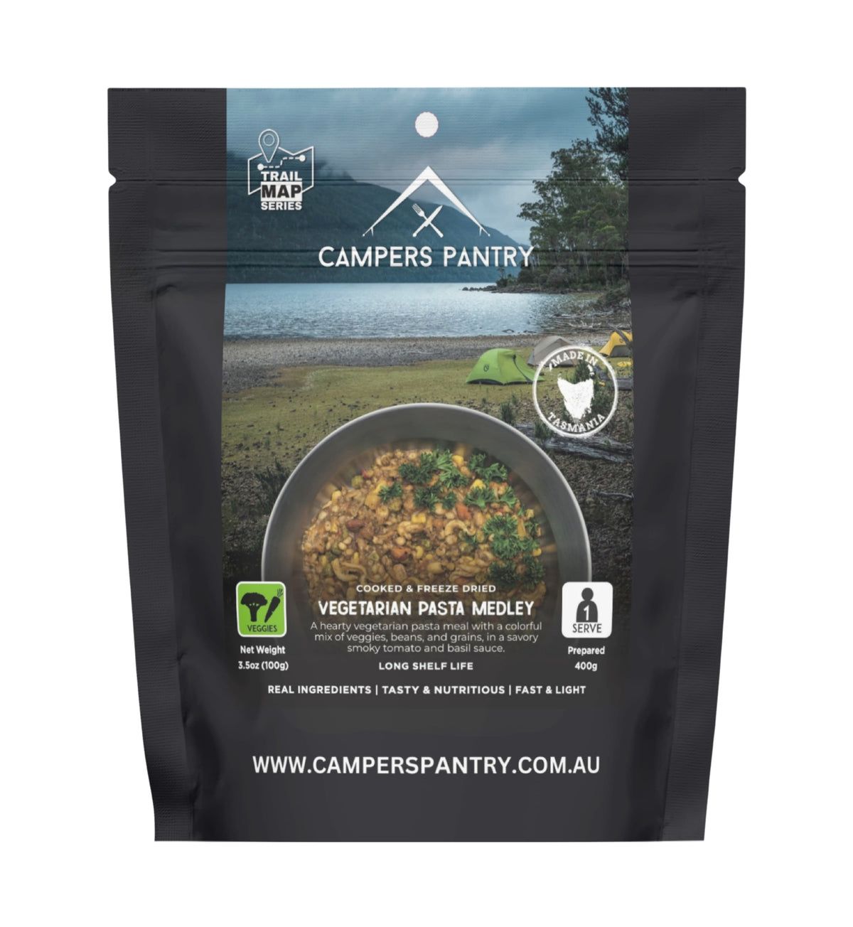 Campers Pantry Vegetarian Pasta Medley Expedition Meal pouch, front