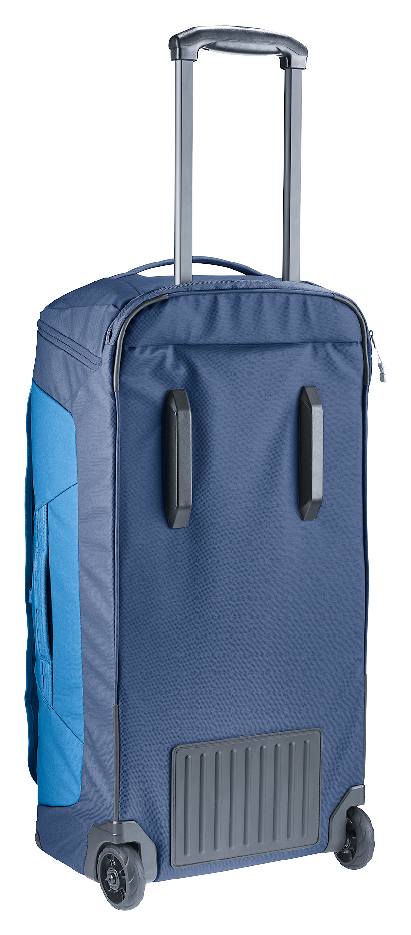 Back of the Deuter Duffel Pro Movo 60 with stowed straps, handle and reinforced base