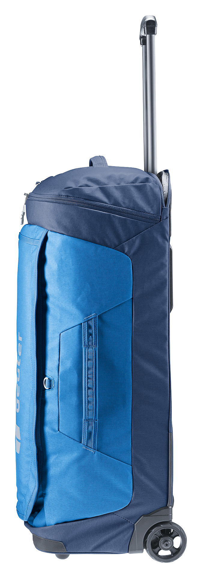 Deuter Duffel Pro Movo 60 end view with side handle and telescopic handle