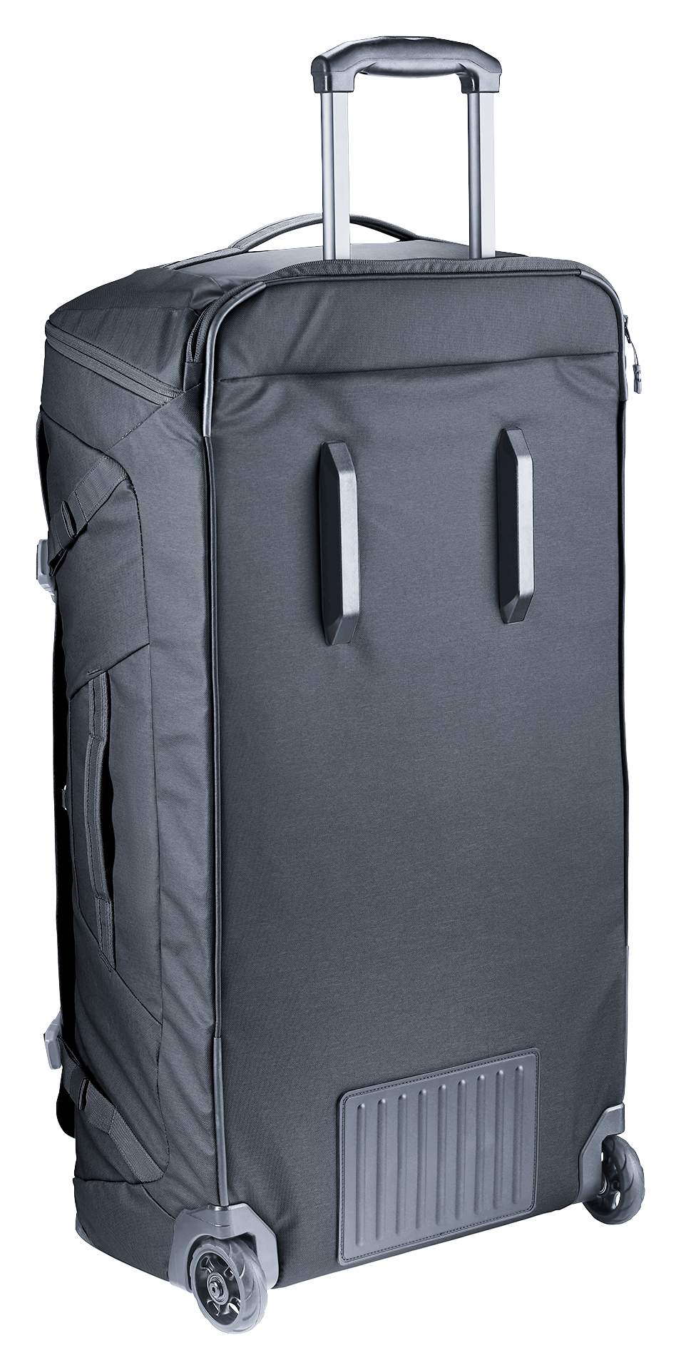 Back panel of the Deuter Duffel Pro Movo 90 with the shoulder straps stowed away