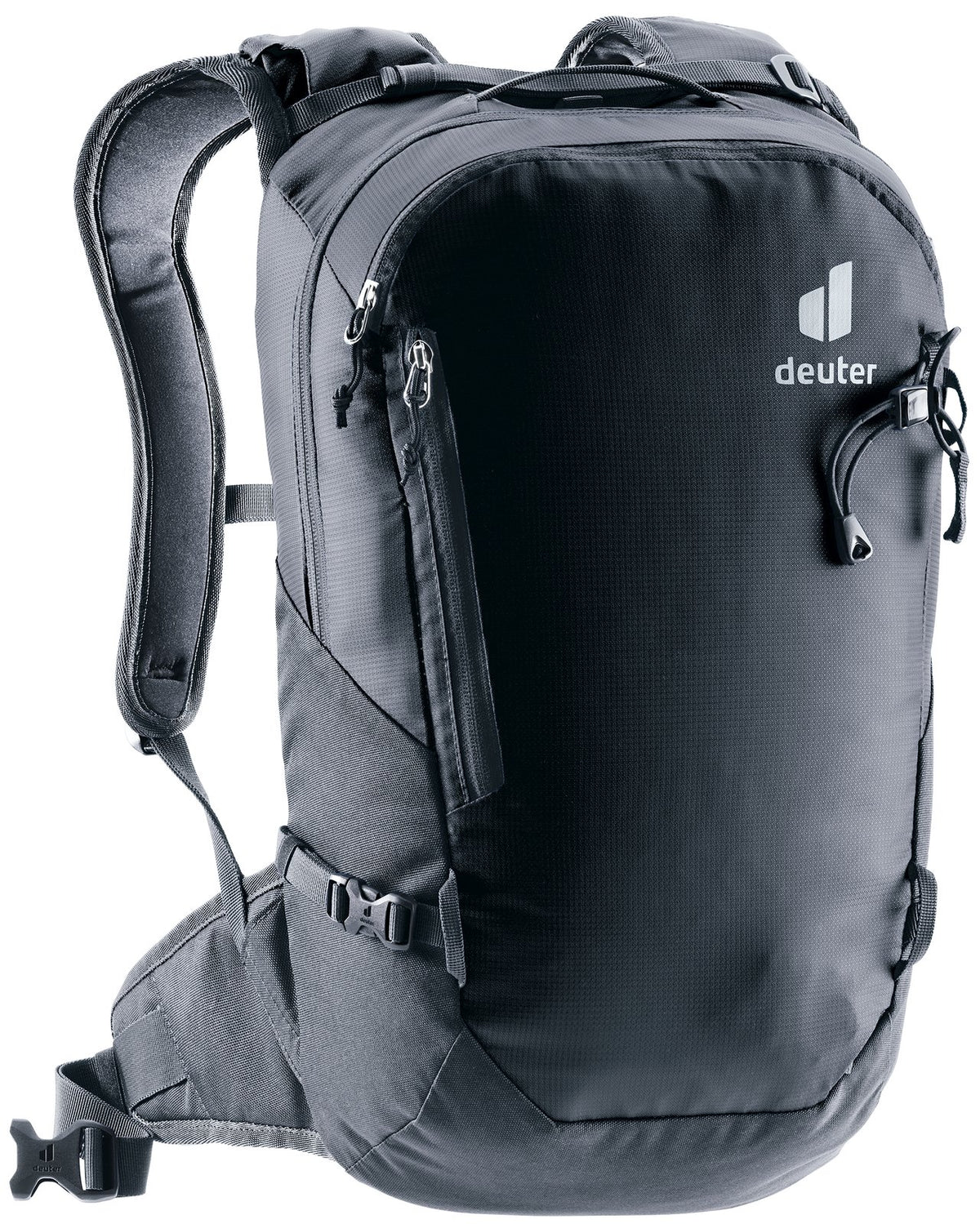 Deuter Freecline 15 in Black, front view of the zipped front compartment