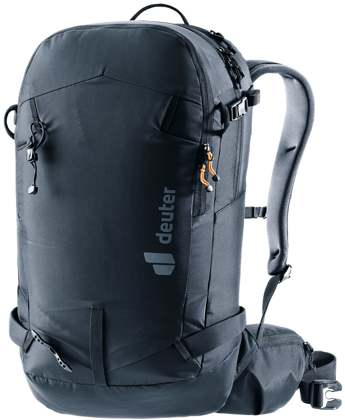 Deuter Freerider 24 ski touring backpack in Black, front three-quarter view
