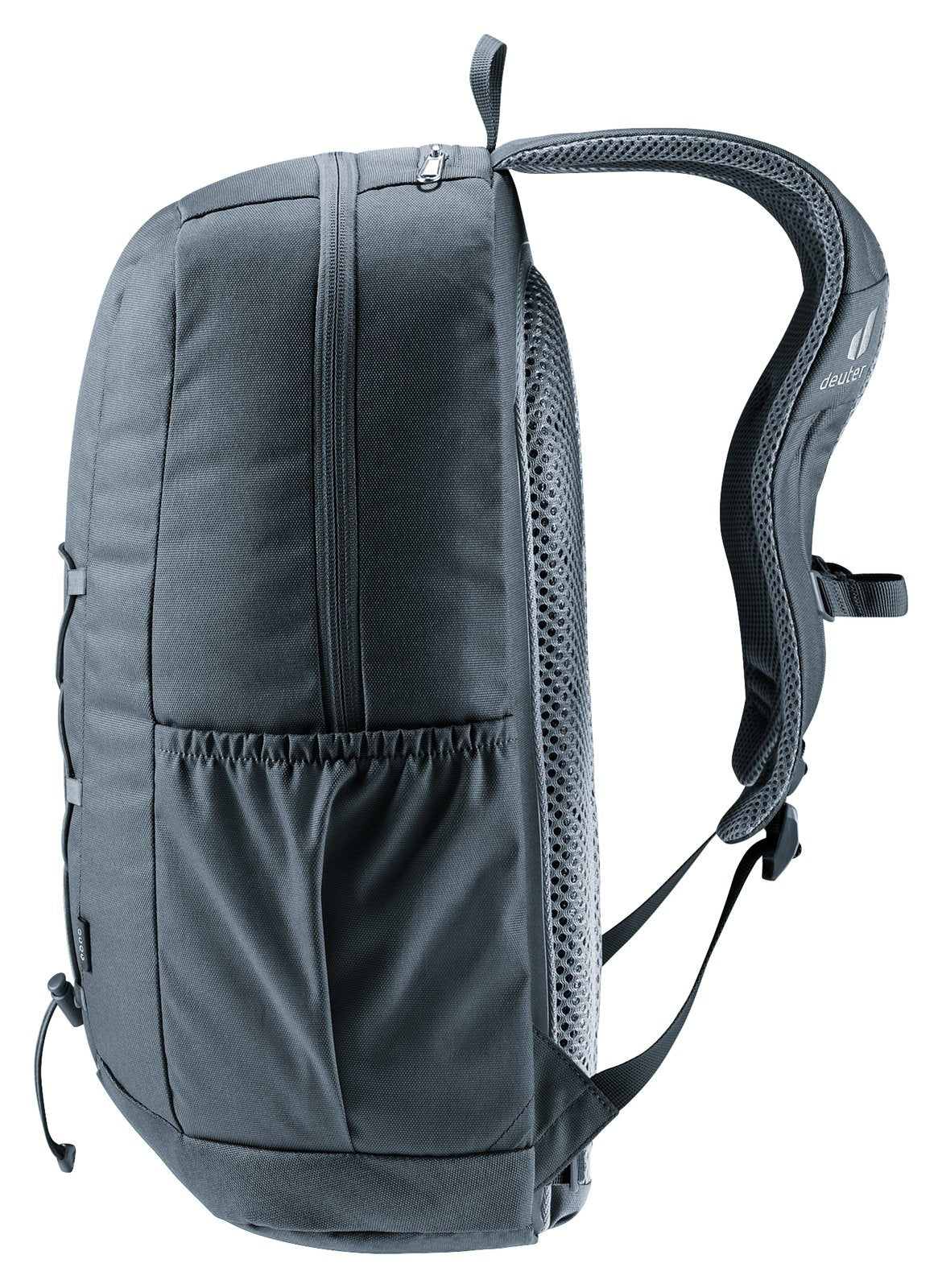 Deuter Gogo in Black, side profile showing the slim depth