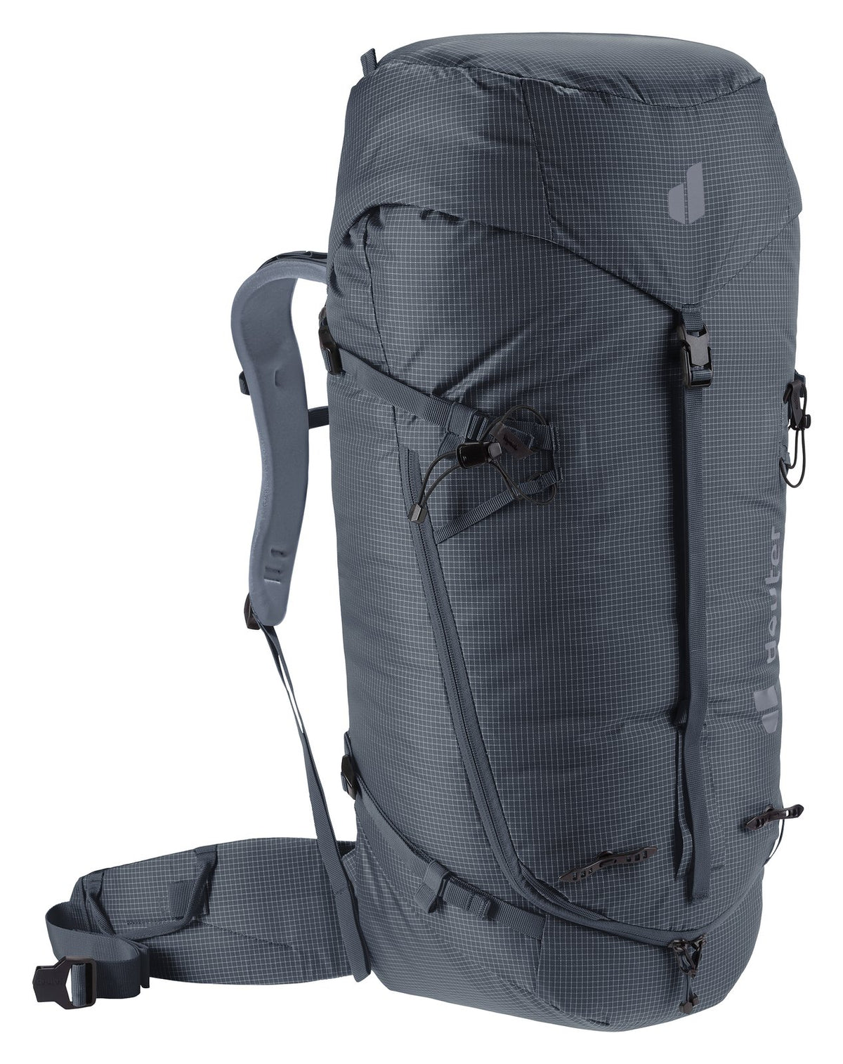 Deuter Guide 44+6 in Black, side three-quarter view