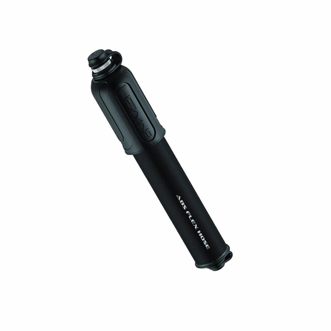 Lezyne HV Drive Small mini pump in satin black with ABS Flex Hose printed on the barrel