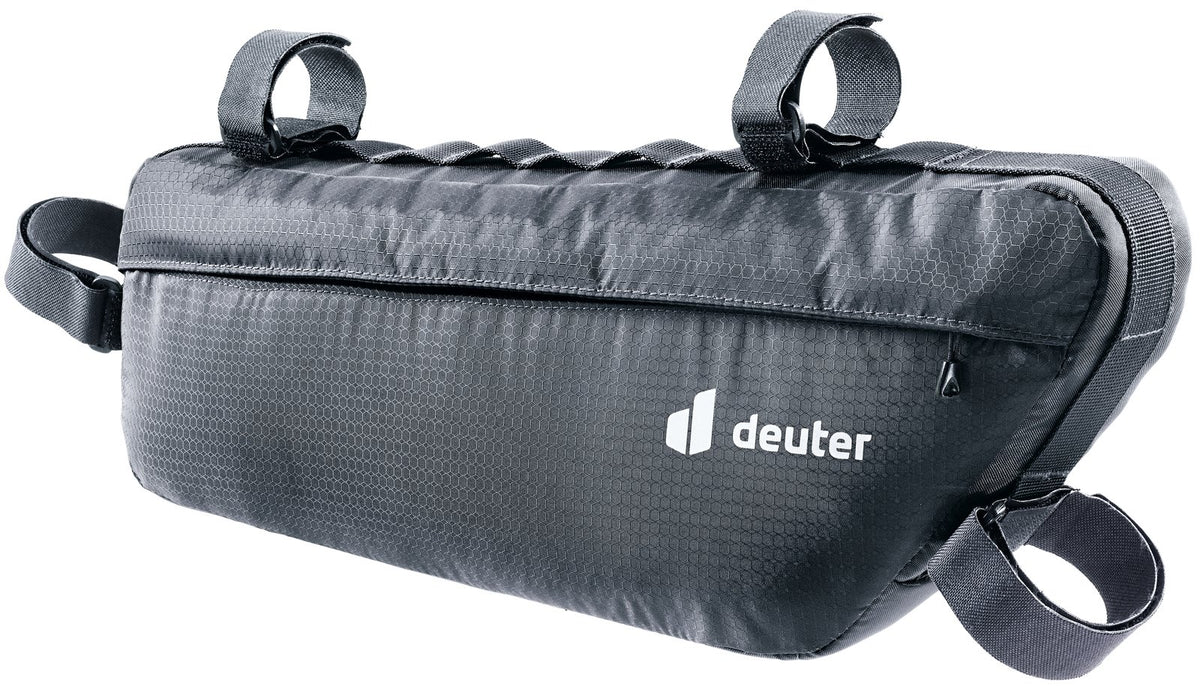 Deuter Mondego FB 6 frame bag in black with its hook-and-loop mounting straps