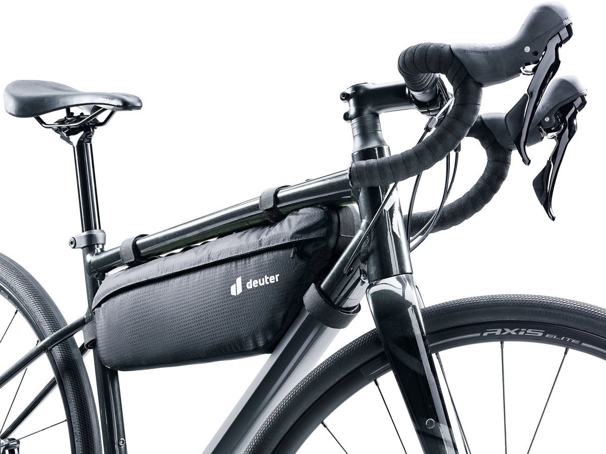 Deuter Mondego FB 6 mounted under the top tube of a black road bike
