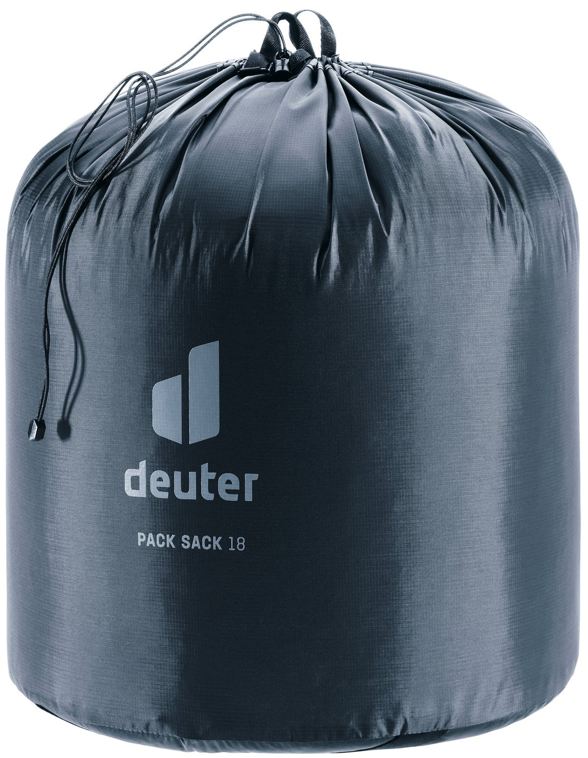 Deuter Pack Sack 18 black drawcord stuff sack, closed and full