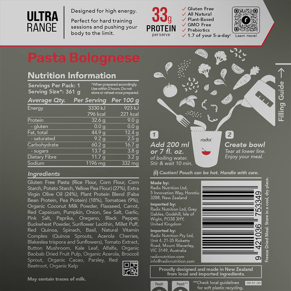 Radix Dehydrated Meals Ultra Meals