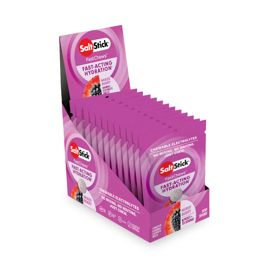 SaltStick Electrolyte Tablets 12 Pack / Mixed Berry Fastchews Chewable Electrolyte Tablets 12-03-5010-12
