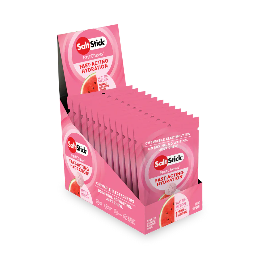SaltStick Electrolyte Tablets 12 Pack / Watermelon Fastchews Chewable Electrolyte Tablets 12-03-3010-12