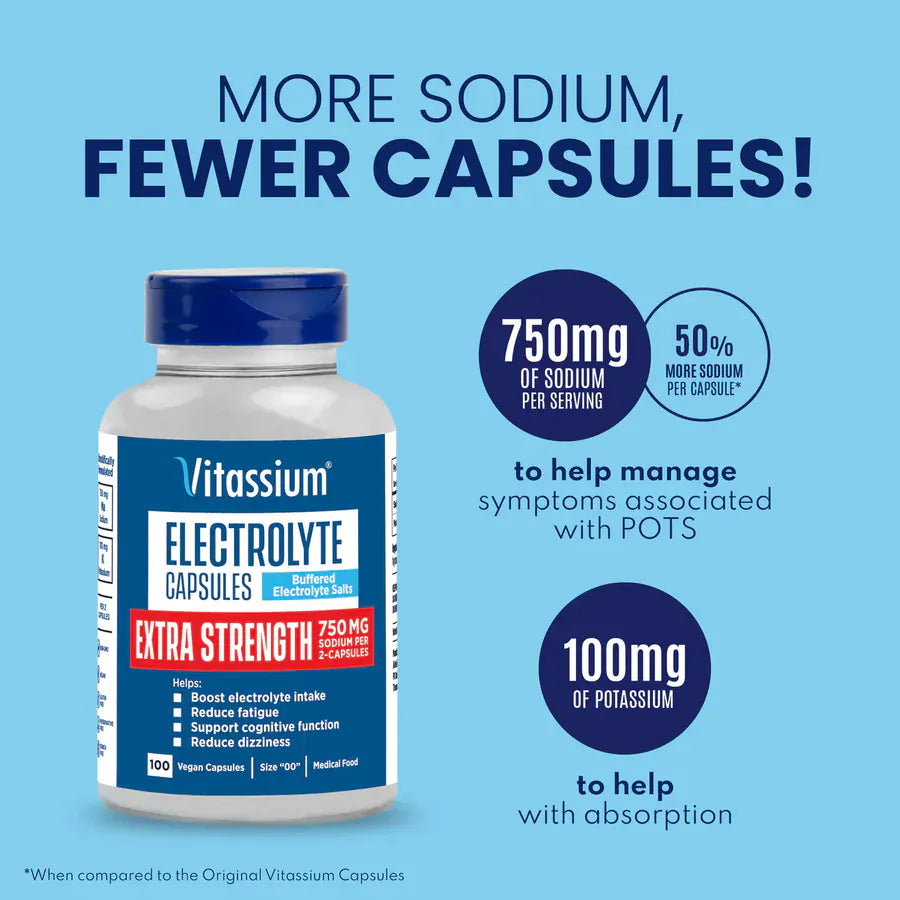 SaltStick Electrolyte Tablets Bottle Vitassium Extra Strength Electrolyte Capsules V-08-ES100