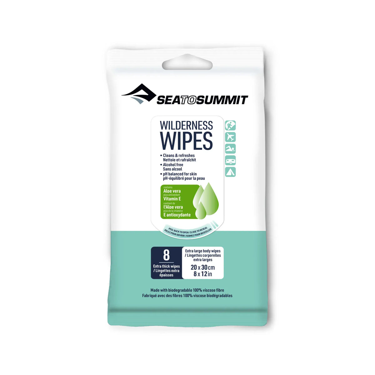 Sea to Summit Cleaning Wipes 8 Pack Wilderness Wipes AWWXL