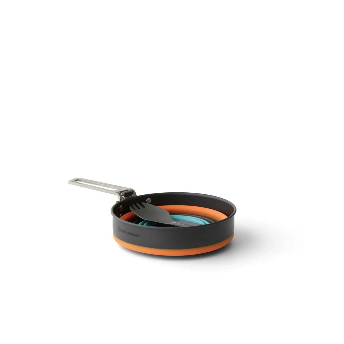 Spork and folded cup nested inside the collapsed Frontier UL pot