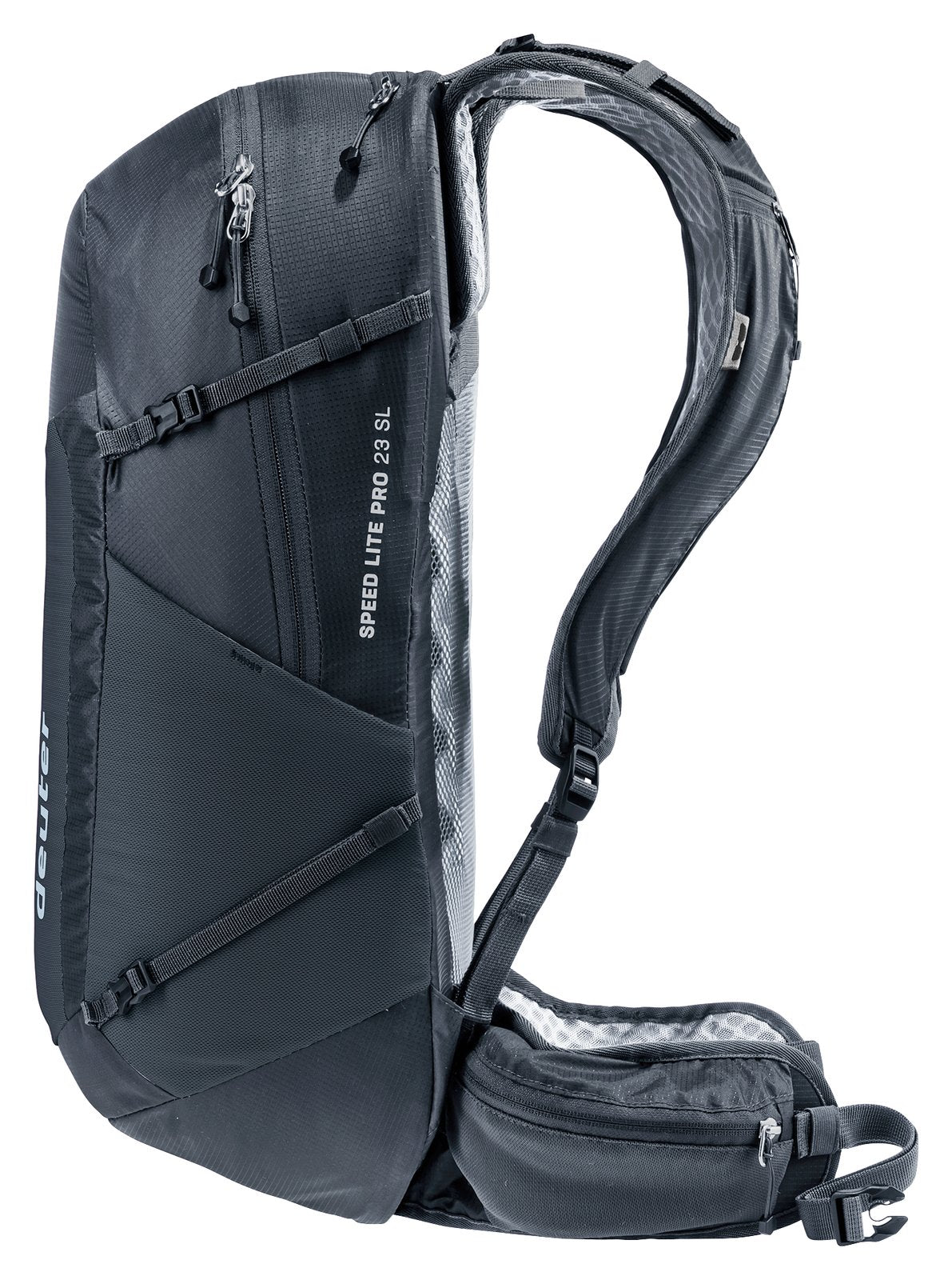 Deuter Speed Lite Pro 23 SL side view with compression straps and side pocket