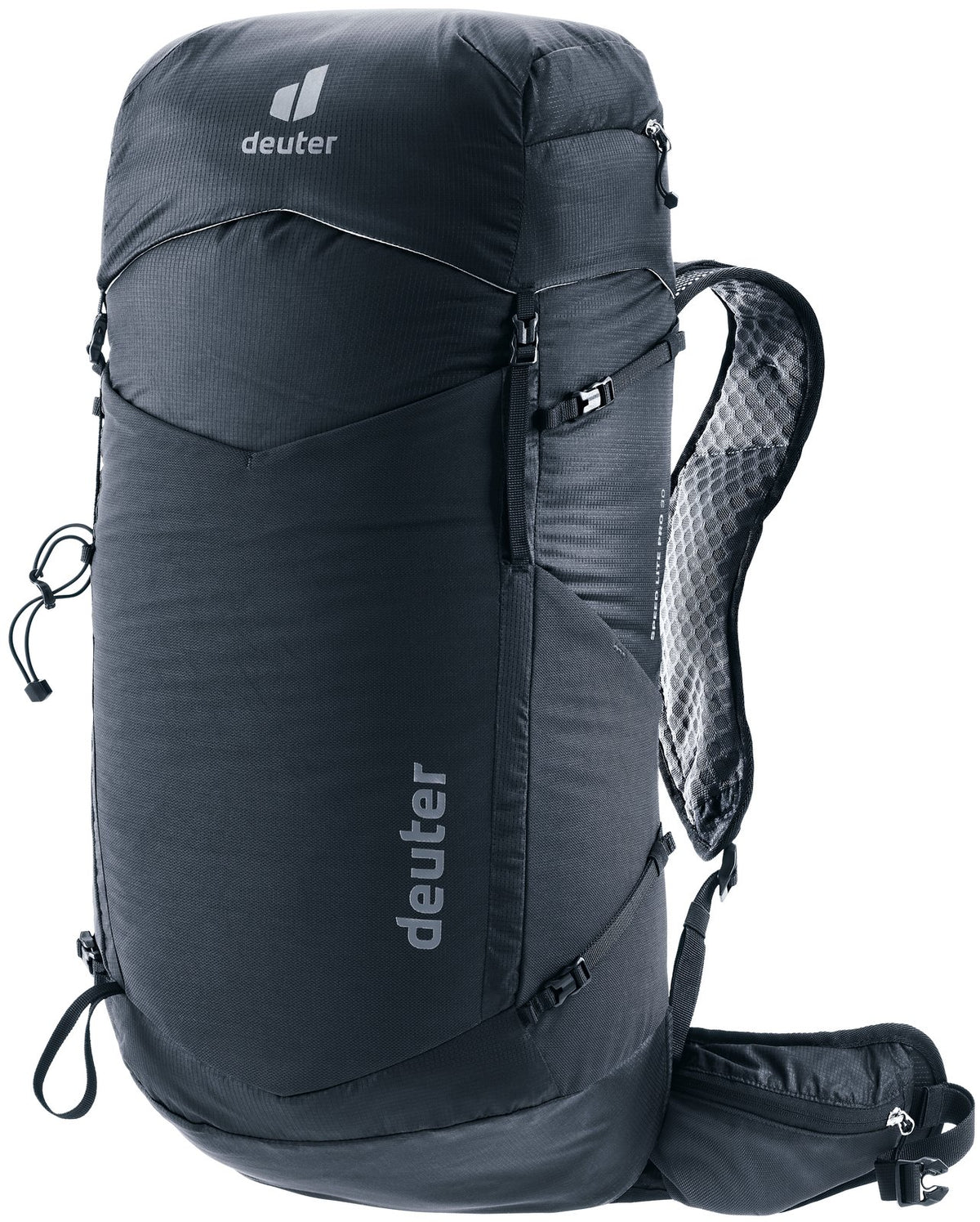 Deuter Speed Lite Pro 30 fast hiking backpack in Black, front three-quarter view