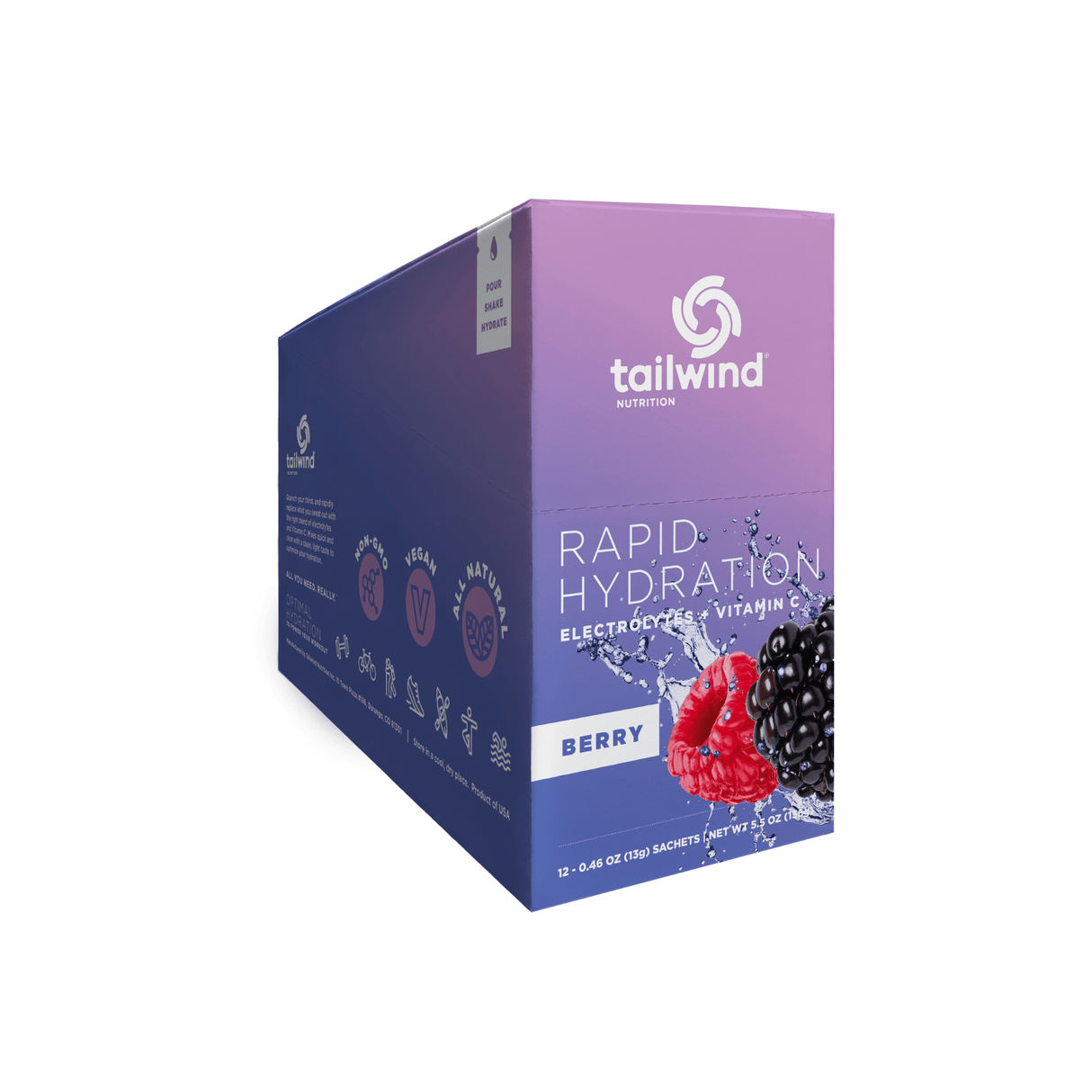 Tailwind Nutrition Sports Drinks Box of 12 / Berry Rapid Hydration Drink 85003921126