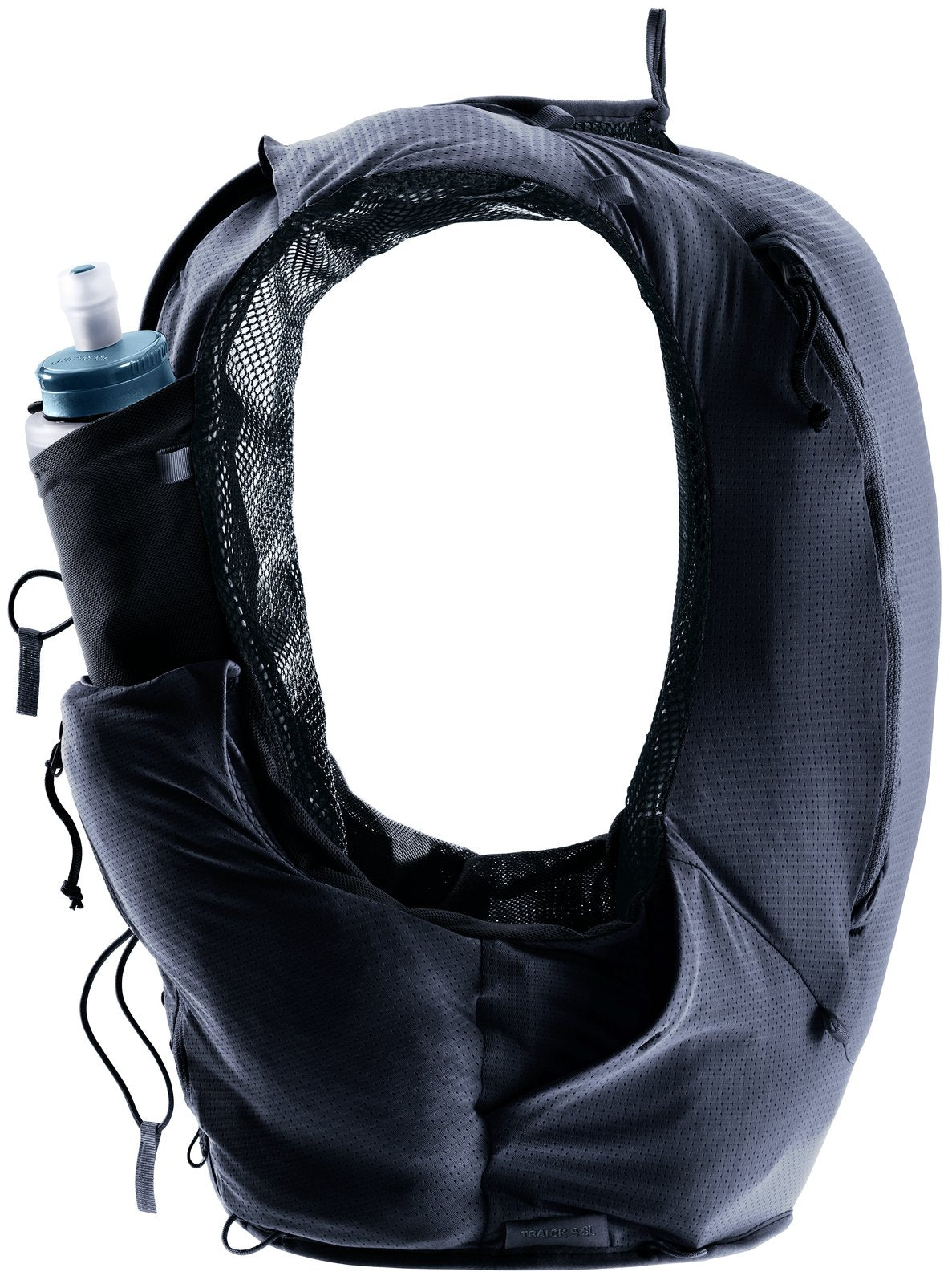 Deuter Traick 5 SL side view of the shoulder strap pockets and flask