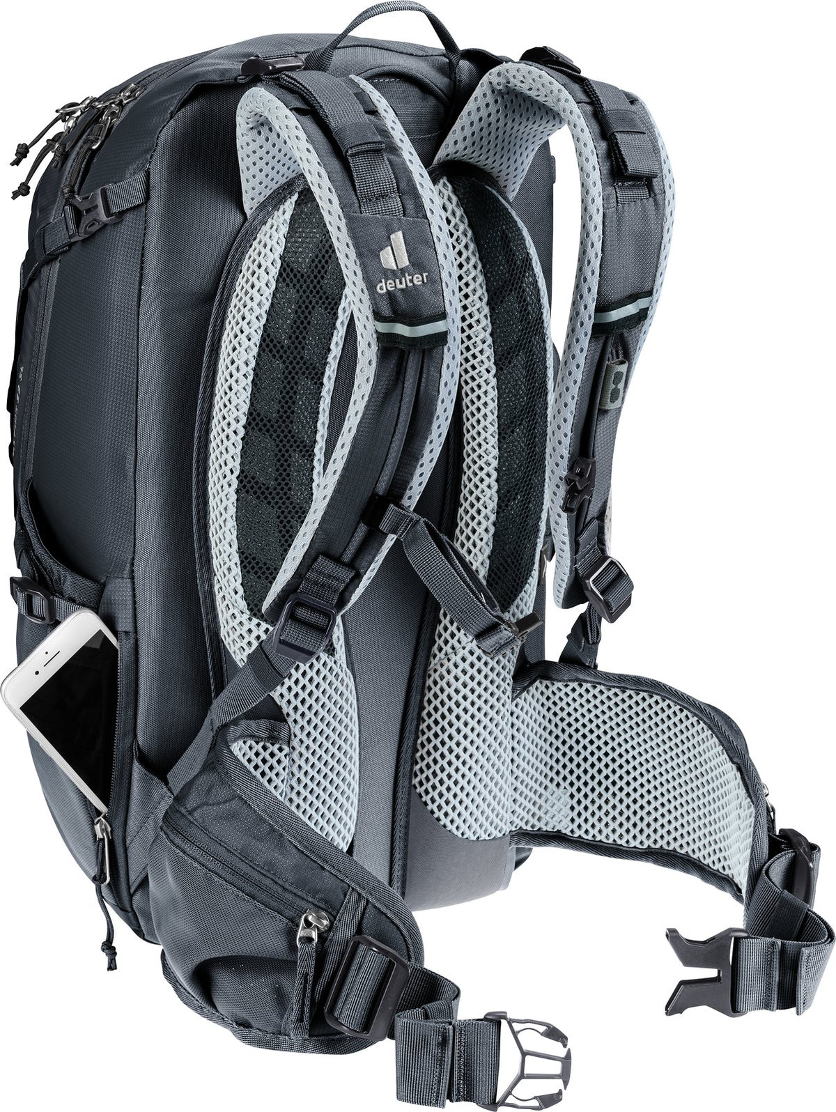 Deuter Trans Alpine 22 SL with a phone in the side smartphone pocket