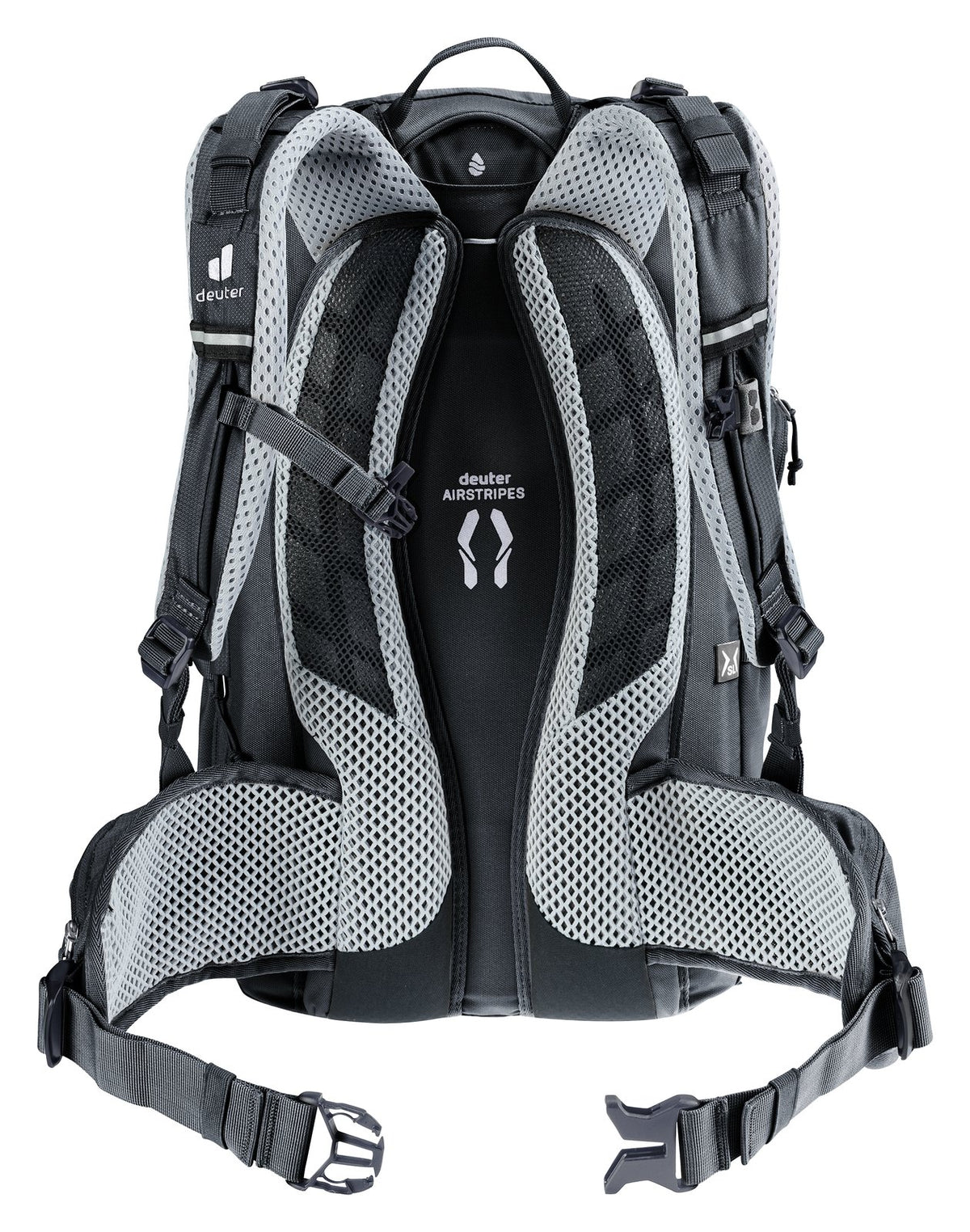 Back of the Deuter Trans Alpine 22 SL showing the Airstripes back pads and hip fins