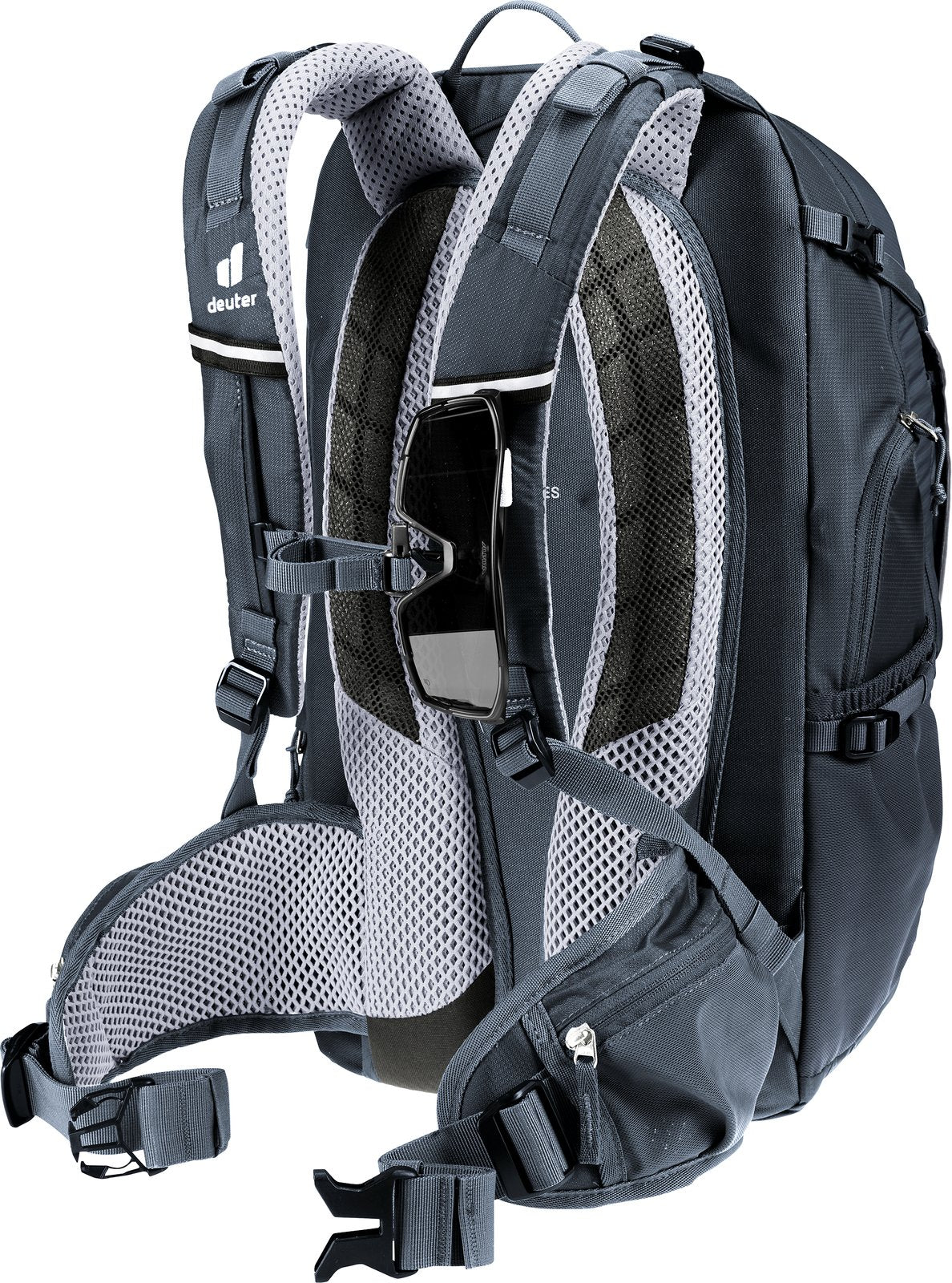 Deuter Trans Alpine 24 harness from behind with shoulder straps and hip fins