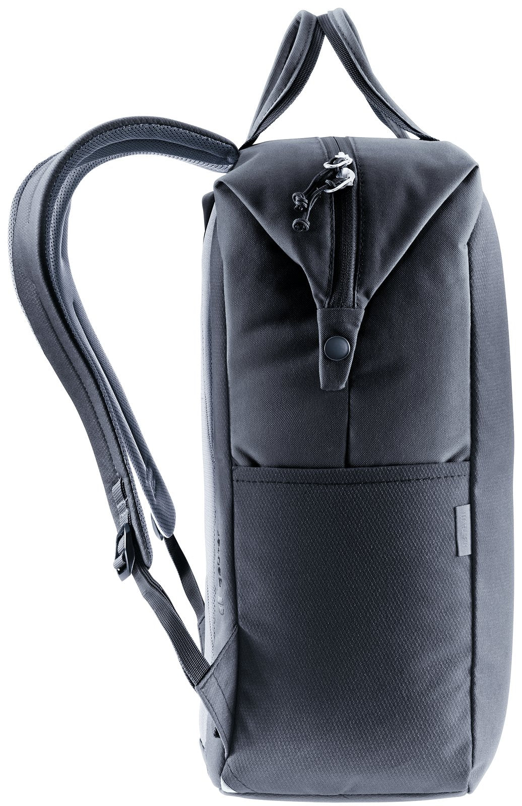 Side profile of the Deuter Vista showing its boxy shape and side pocket