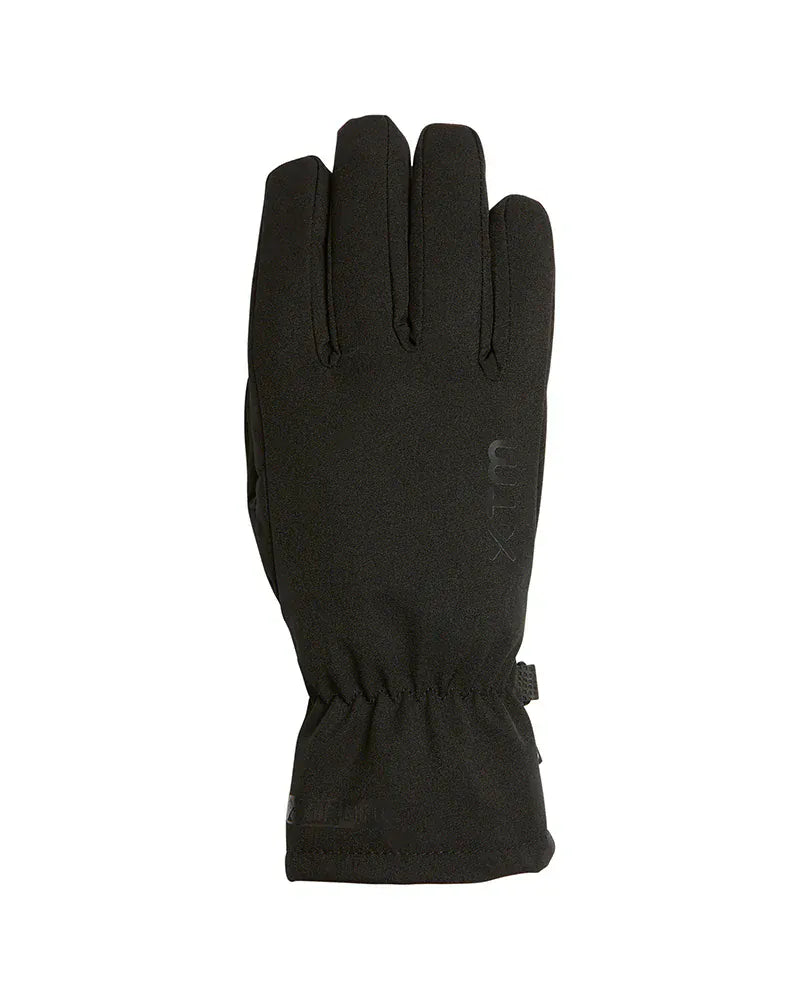 Single black XTM Tease kids glove, back of hand with elasticated wrist