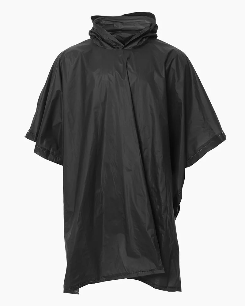 XTM Performance Ponchos Black Stash Packable Rain Poncho RU007-BLK