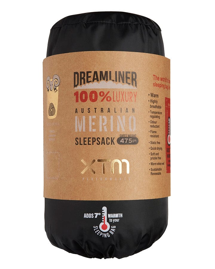 XTM Performance Sleeping Bag Black Dreamliner 170 Merino Wool Sleeping Bag Liner MU043-BLK