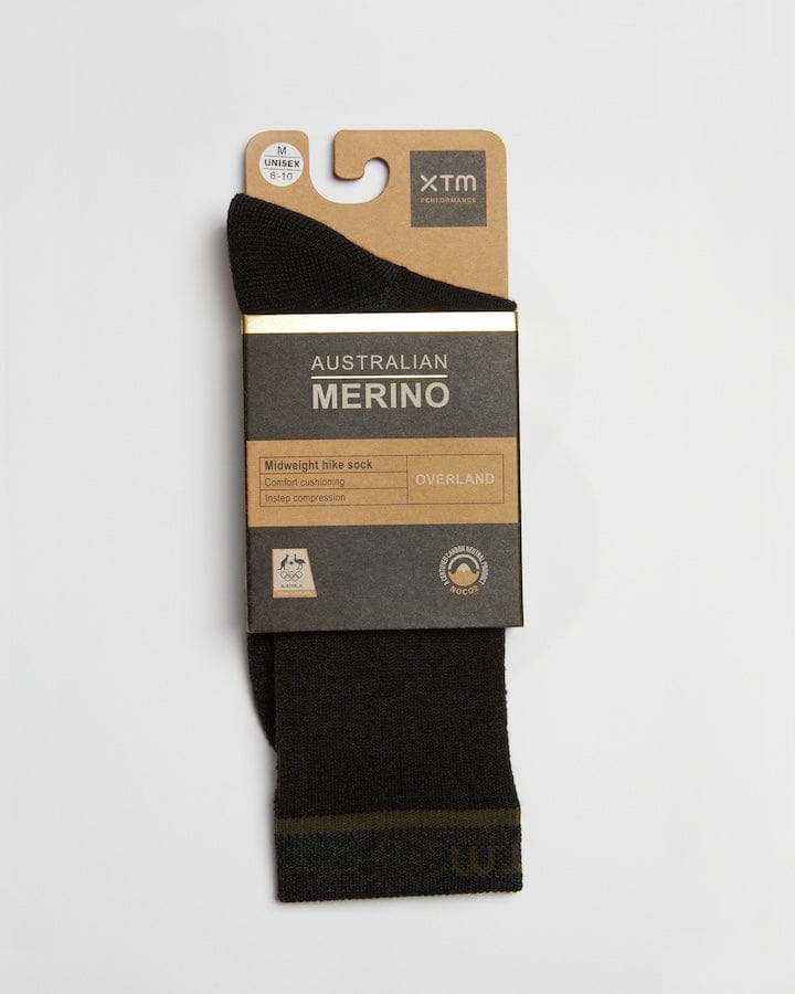 XTM Performance Unisex Hiking Socks Overland Mid-weight Merino Wool-Blend Hiking Sock