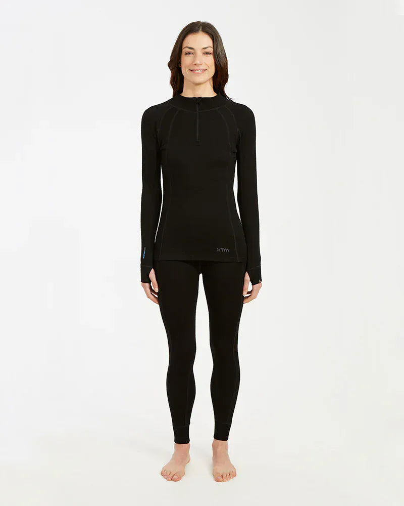 XTM Performance Women's Thermal Top Ladies Merino 230 Wool Zip Neck Long Sleeve Thermal Top