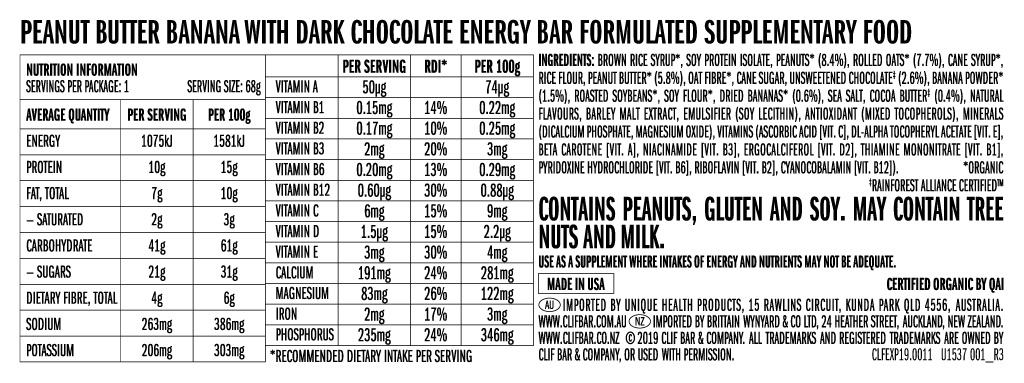 Clif Energy Bar Energy Bar - Oz Backcountry