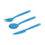 Camp Cutlery Set in Cendre Blue: fork, spoon and knife side by side