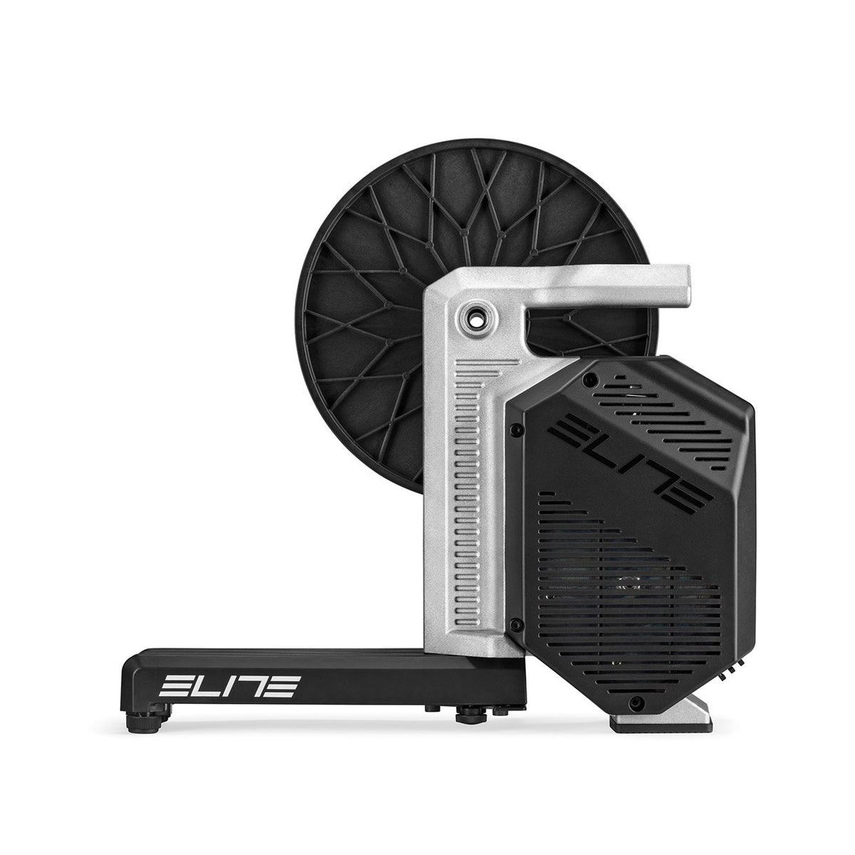 Elite Rivo non-drive side showing the silver frame arm and vented body