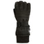 Black XTM Les Alpes Kids Glove, back of hand with wrist strap buckle and black fleece cuff