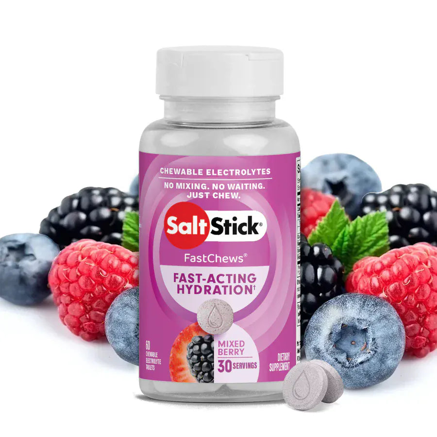 SaltStick Electrolyte Tablets Bottle (60 tabs) / Mixed Berry Fastchews Chewable Electrolyte Tablets 03-5060