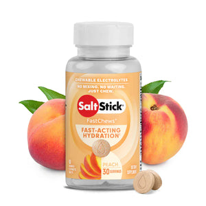 SaltStick Electrolyte Tablets Bottle (60 tabs) / Peach Fastchews Chewable Electrolyte Tablets 03-4060