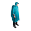 Man wearing the blue Sea to Summit Ultra-Sil Nano Tarp Poncho with the hood up