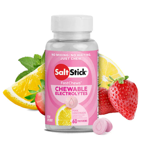 SaltStick Electrolyte Tablets Bottle (60 tabs) / Pink Lemonade Fastchews Chewable Electrolyte Tablets SS-03-A060
